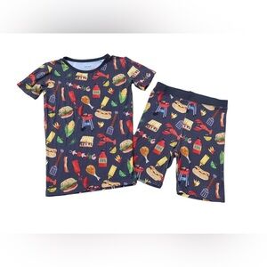 Little Sleepies Size 7/8 Grill & Chill Two Piece Bamboo Short Sleeve Pajamas Set